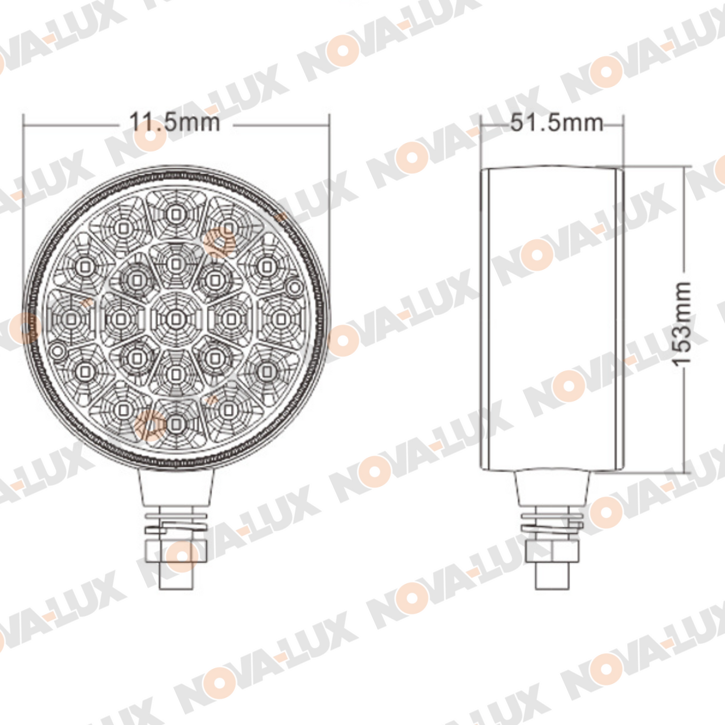 Double Sided Turn Signal - 4" Round / Red and Amber LEDs