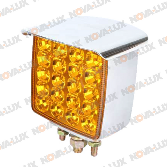 Square Double-Sided Amber Marker Light with Side Reflector