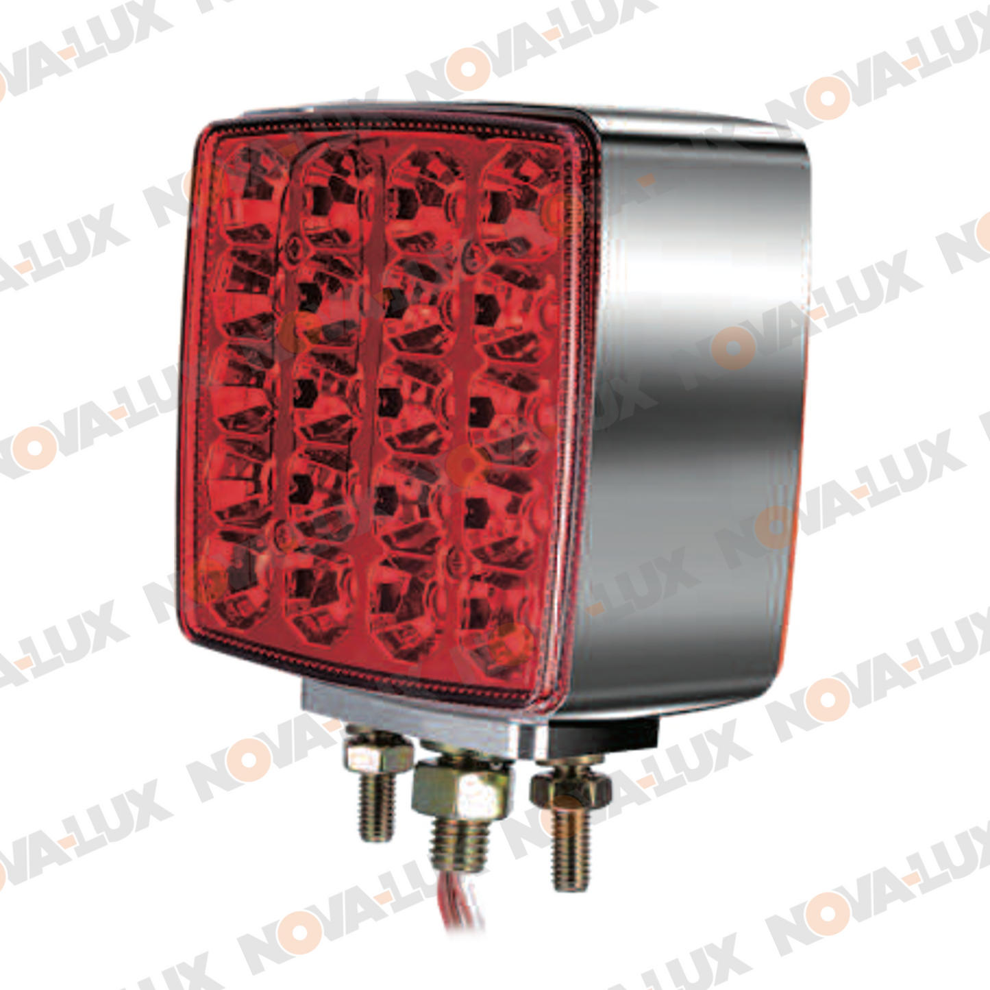 Square Double-Sided Right-Side Amber/Red Marker Light with Side Reflector