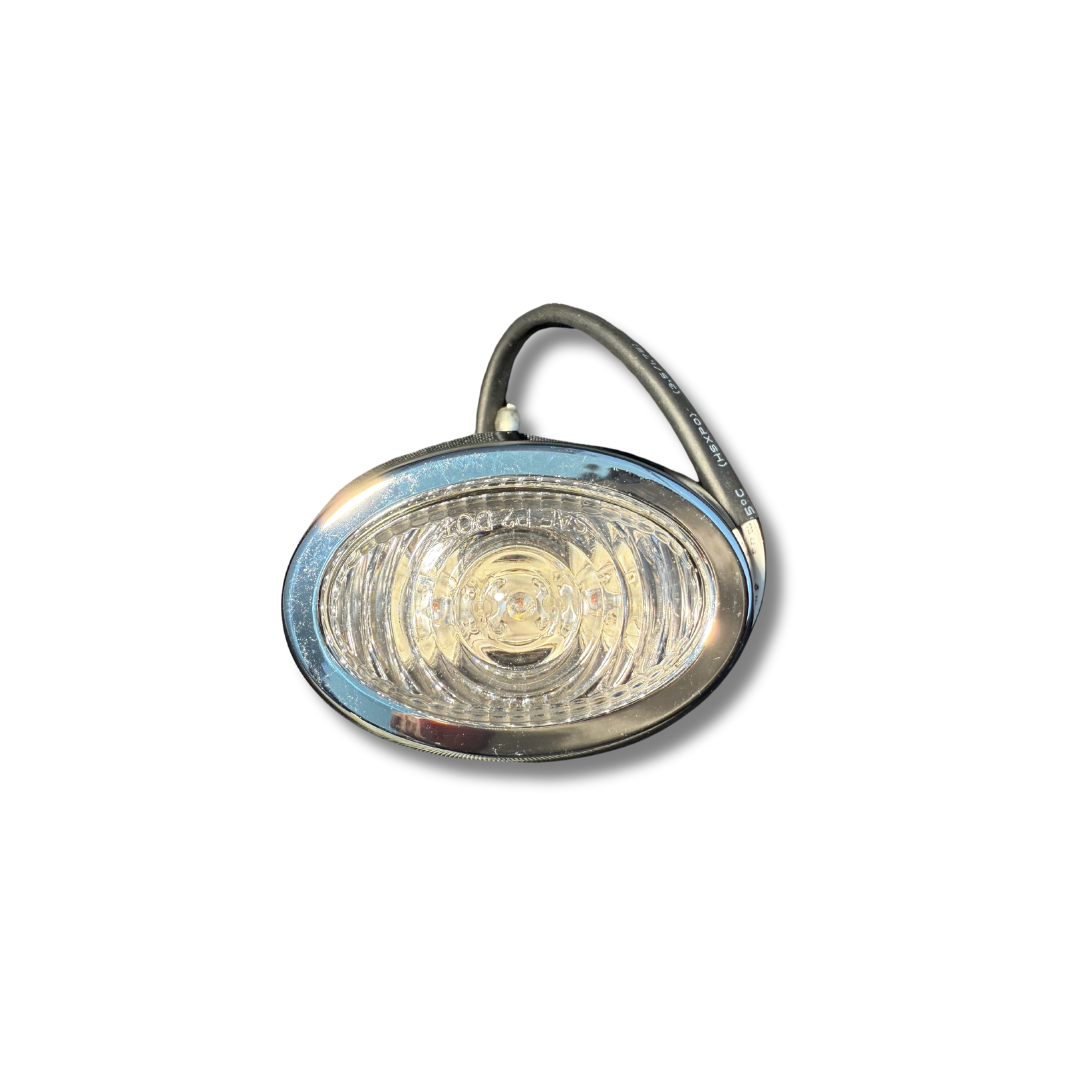 3/4" Oval Marker Red 2-LED Light With Chrome Bezel & Bullet Plugs