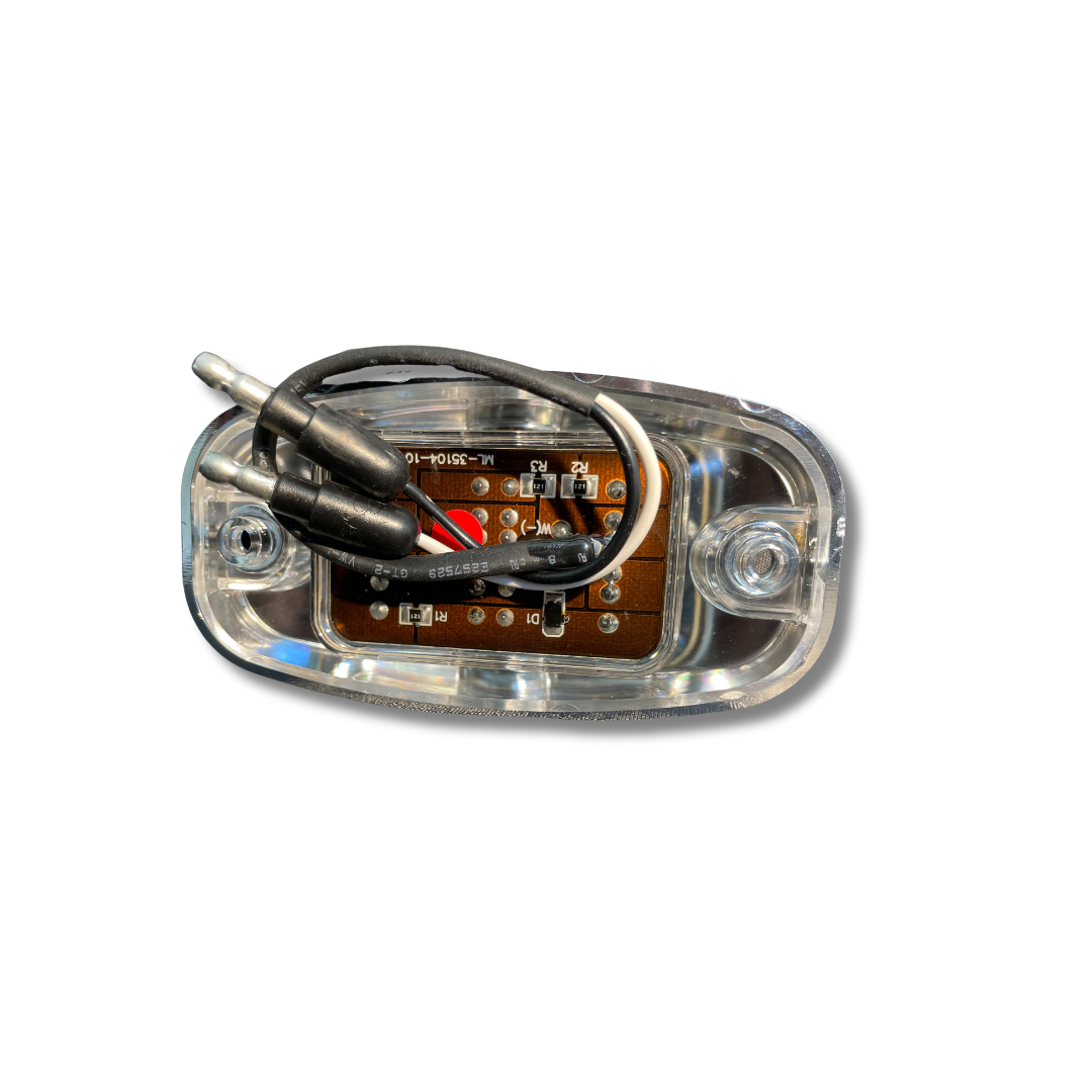 MARKER LIGHT 2X4 9LED W/PLASTIC CHROME BEZEL & BULLET PLUG A/C