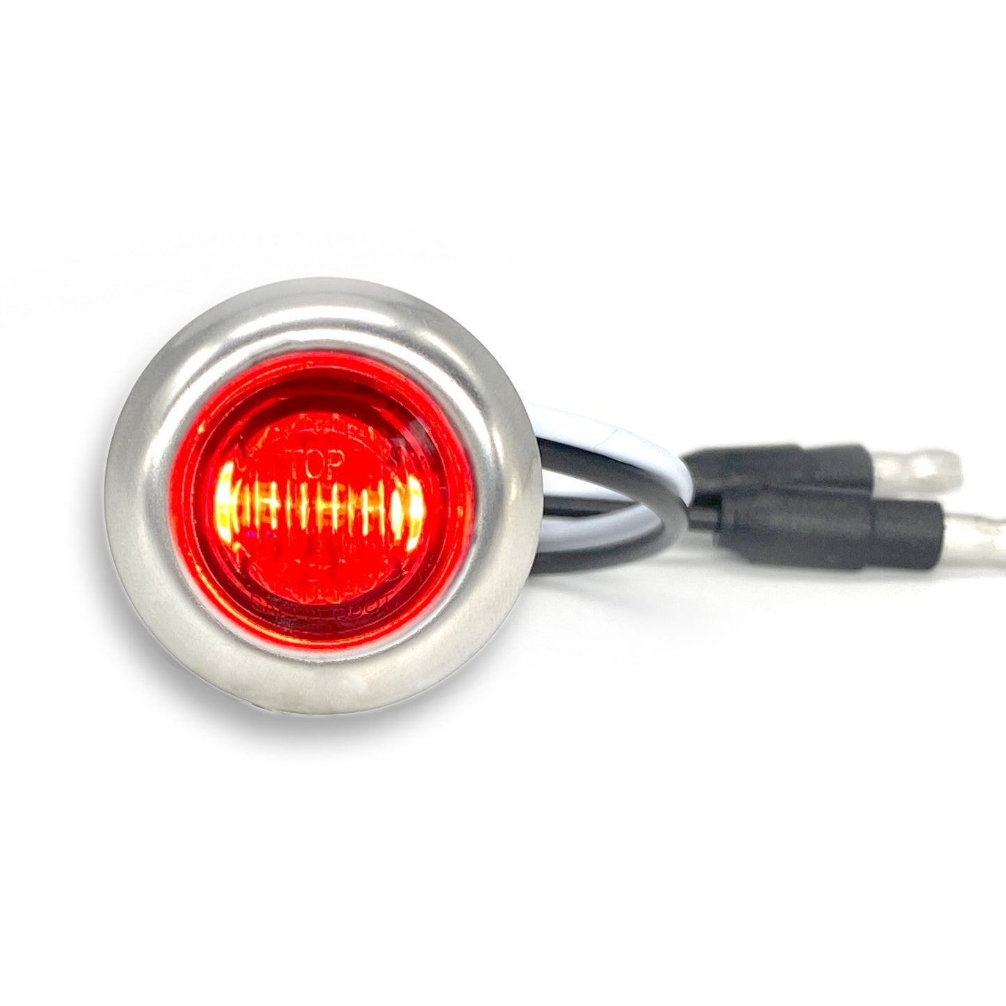 1-Inch Super Bright Mini Marker Light Red LED Clear Lens w/Rubber Grommet and Stainless Steel Flange