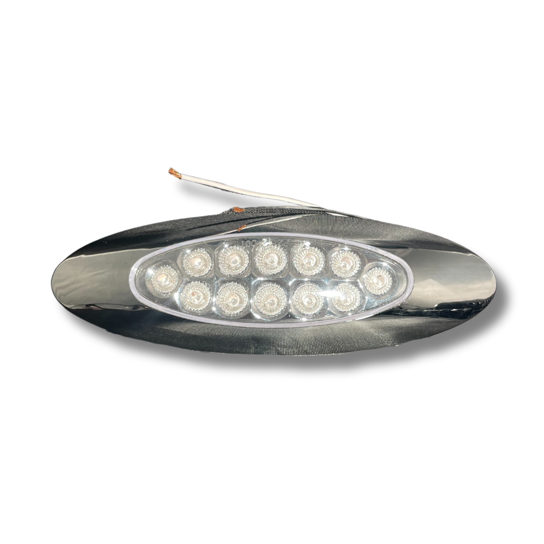 5mm Pre-Wired 12 Volt LED – Amber/Yellow With Chrome Bezel – 8 Inch Lead – USA Made