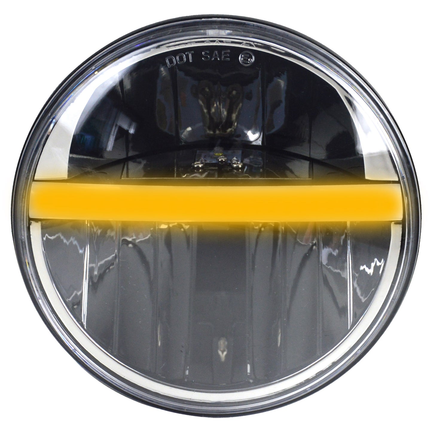 7" LED Headlight With Center Drl And Turn Signal