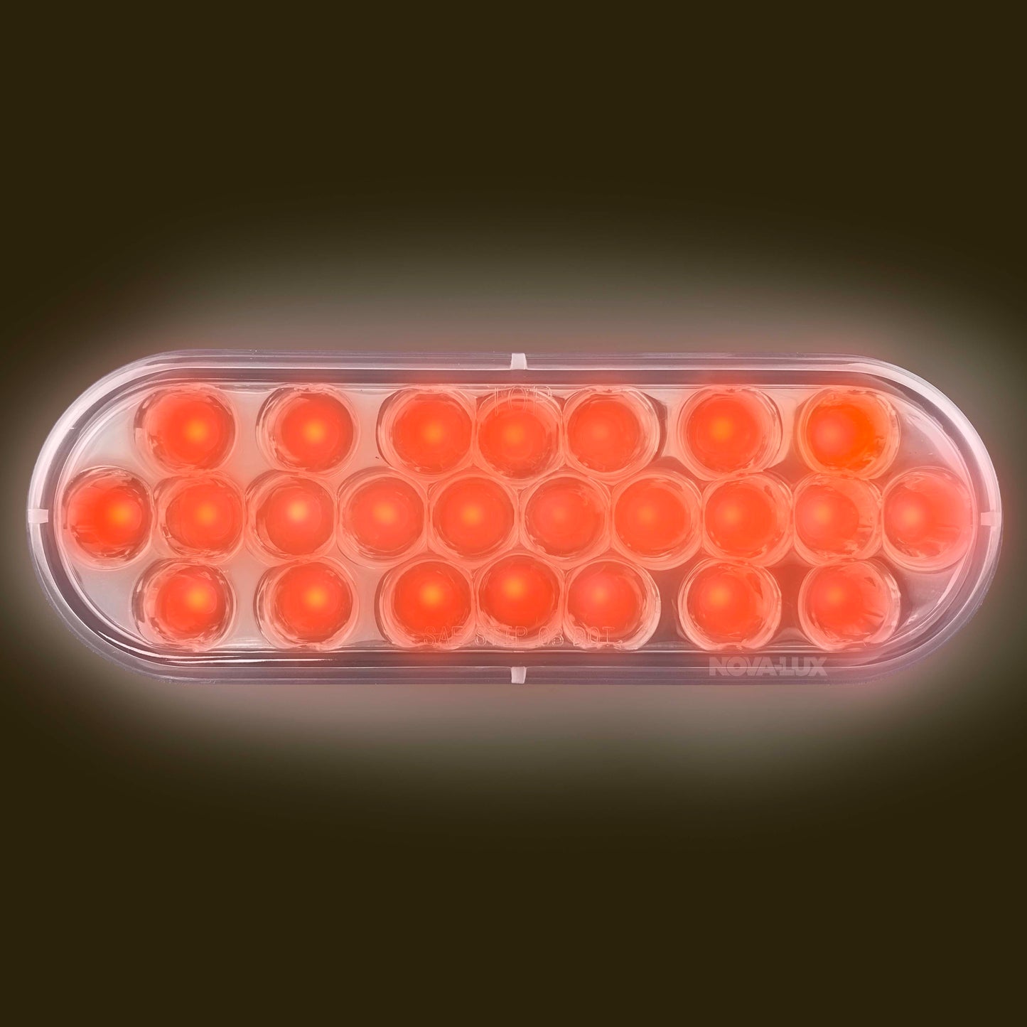Chrome Reflective Brake Light 24 LED 6" Oval Red LED Red Lens