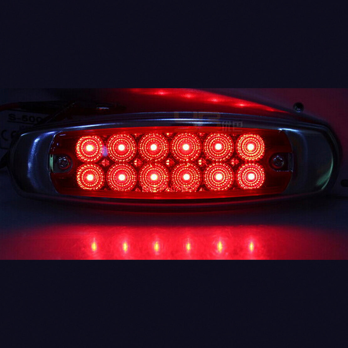 MARKER LIGHT PETE STYLE RED/CLEAR 12 LED W/SS BEZEL
