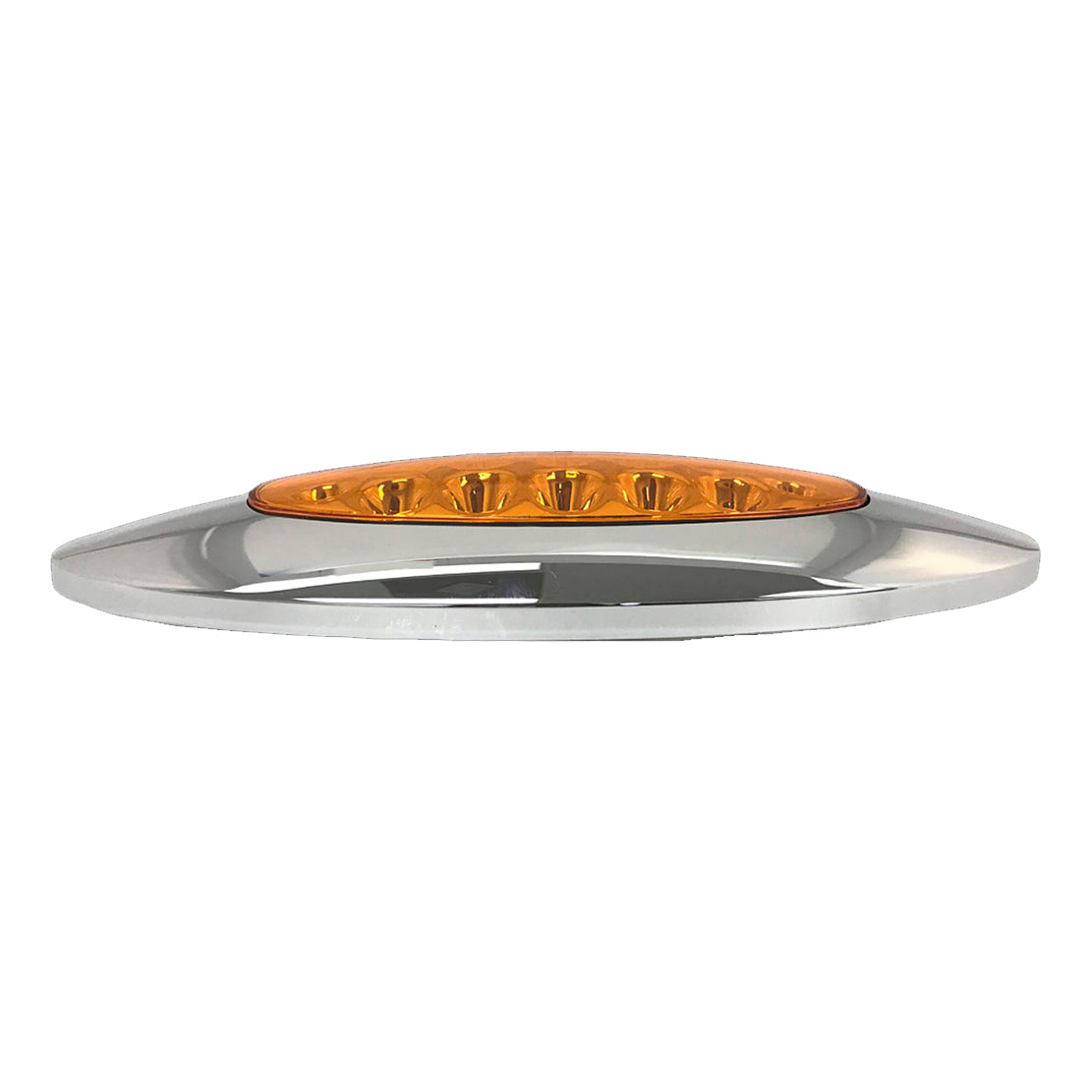 Oval 12 LED Marker Light with Chrome Bezel - Amber LEDs / Amber Lens