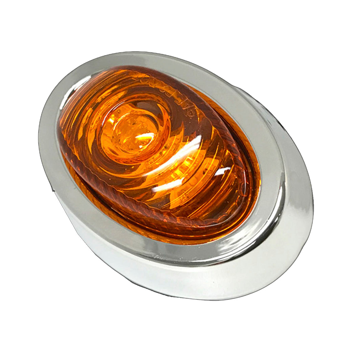 Oval Mini LED Marker Light - Amber LEDs / Amber Lens with Bezel