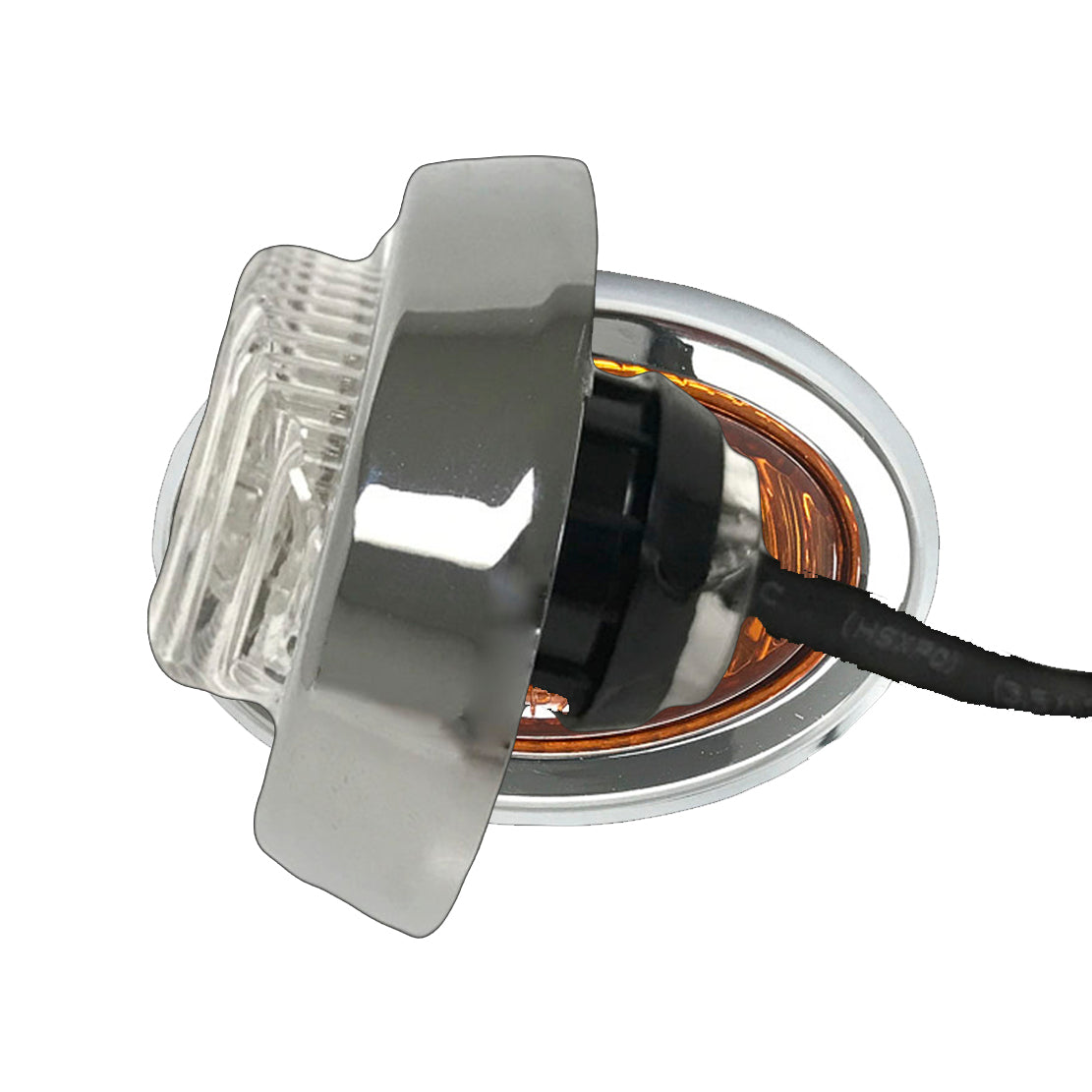 Oval Mini LED Marker Light - Amber LEDs / Clear Lens with Bezel