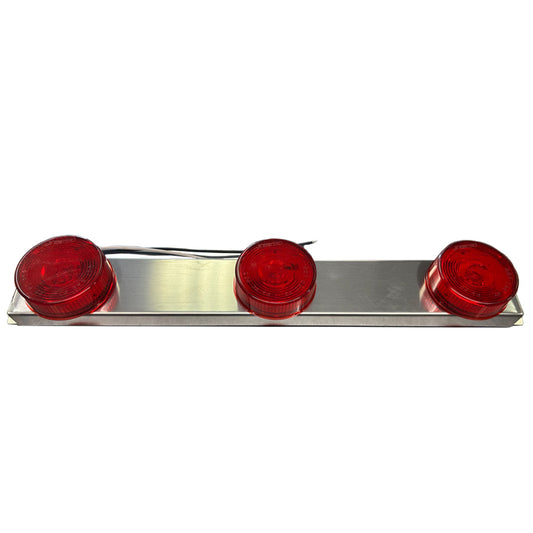 3-Light Chrome Bracket With 2 1/2" Round Red LED Lights