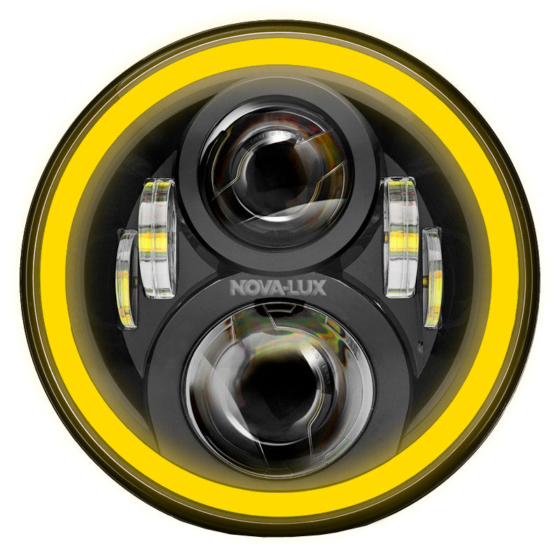 7" Round Dual Color Switchback LED Headlight