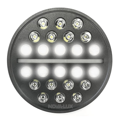 Black OP'S 7" LED Headlight With Center Marker And Turn Signal