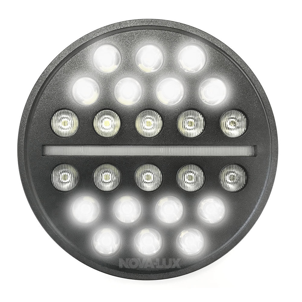 Black OP'S 7" LED Headlight With Center Marker And Turn Signal