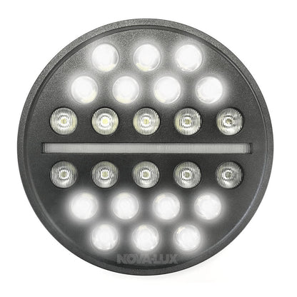 Black OP'S 7" LED Headlight With Center Marker And Turn Signal