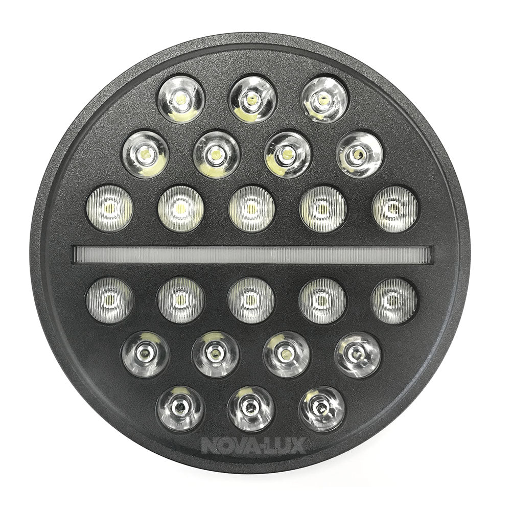 Black OP'S 7" LED Headlight With Center Marker And Turn Signal