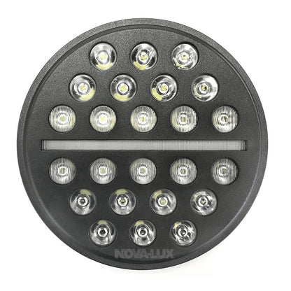 Black OP'S 7" LED Headlight With Center Marker And Turn Signal