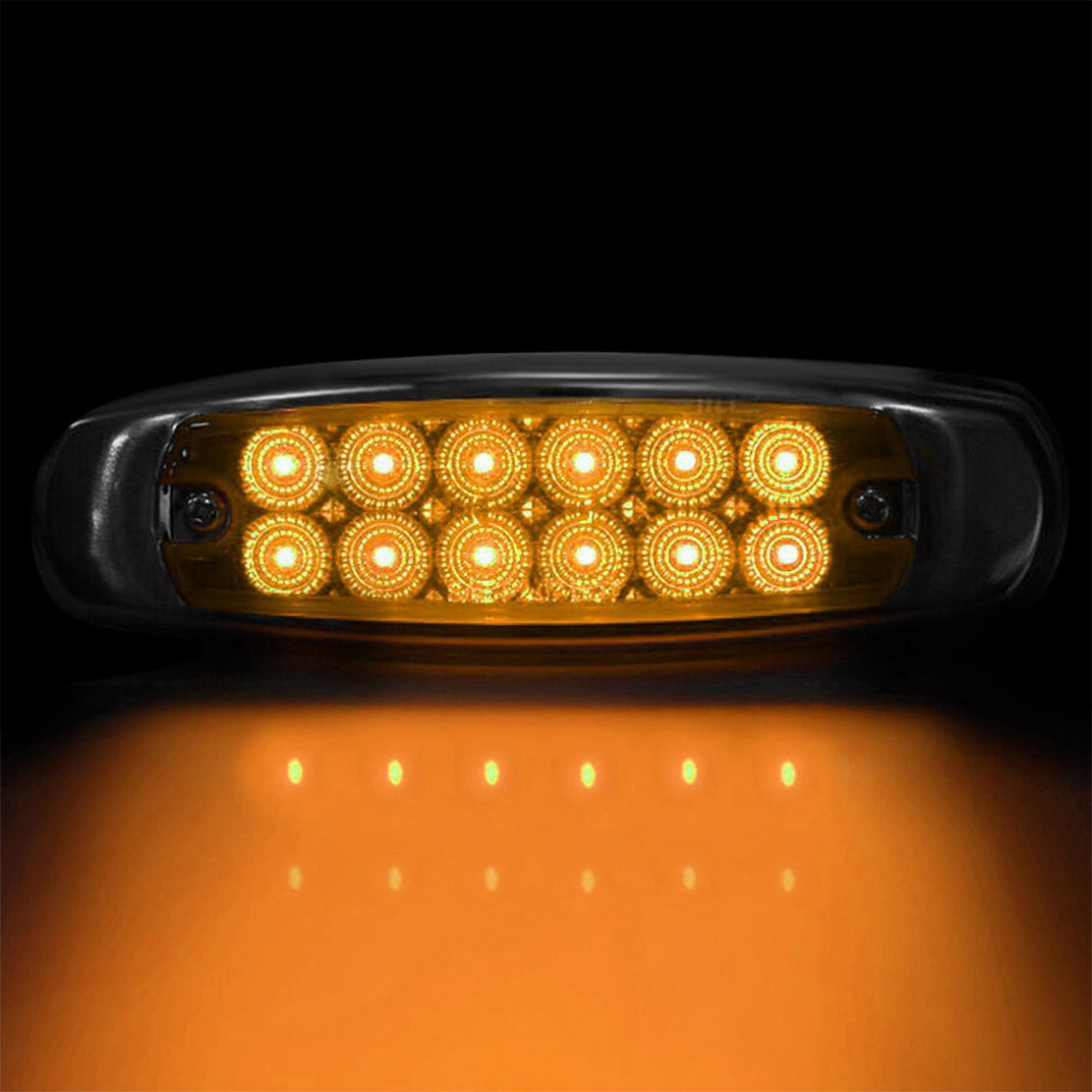 Marker Light Peterbilt Style Amber/Amber 12 LED With Stainless Steel Bezel