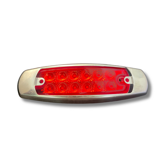 MARKER LIGHT PETE STYLE RED/RED 12 LED W/SS BEZEL