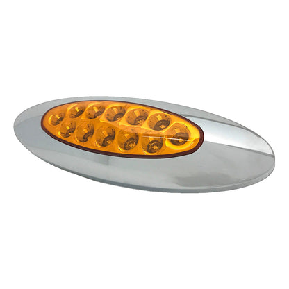 Oval 12 LED Marker Light With Chrome Bezel - Amber LEDs / Amber Lens
