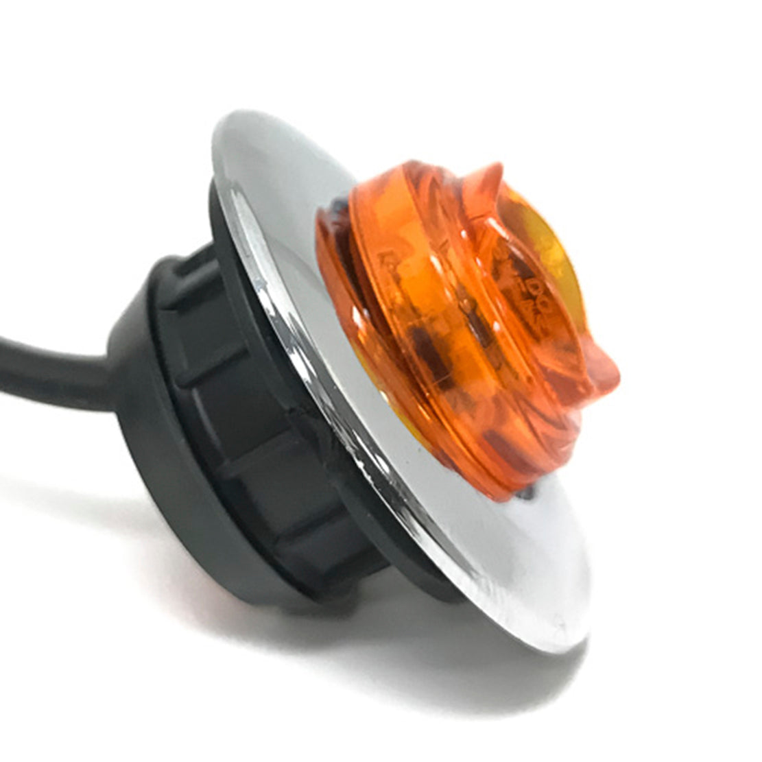 1" Mini Clearance Marker Amber LED Light Amber Lens With Chrome Cover And Rubber Grommet