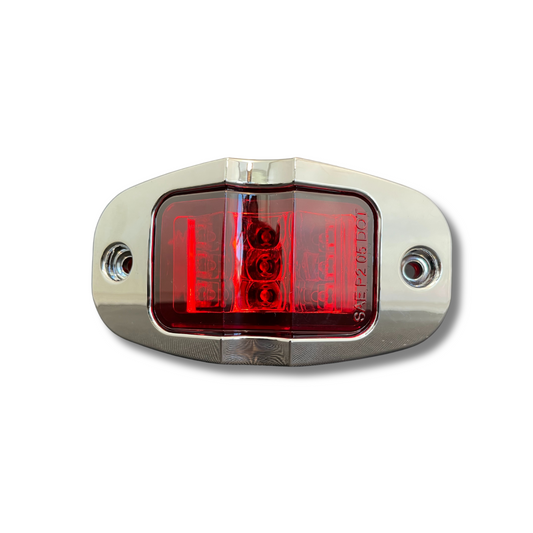 MARKER LIGHT 2X4  9LED W/PLASTIC CHROME BEZEL & BULLET PLUG R/R