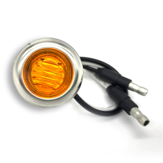 1-Inch Super Bright Mini Marker Light Amber LED Amber Lens w/Rubber Grommet and Stainless Steel Flange