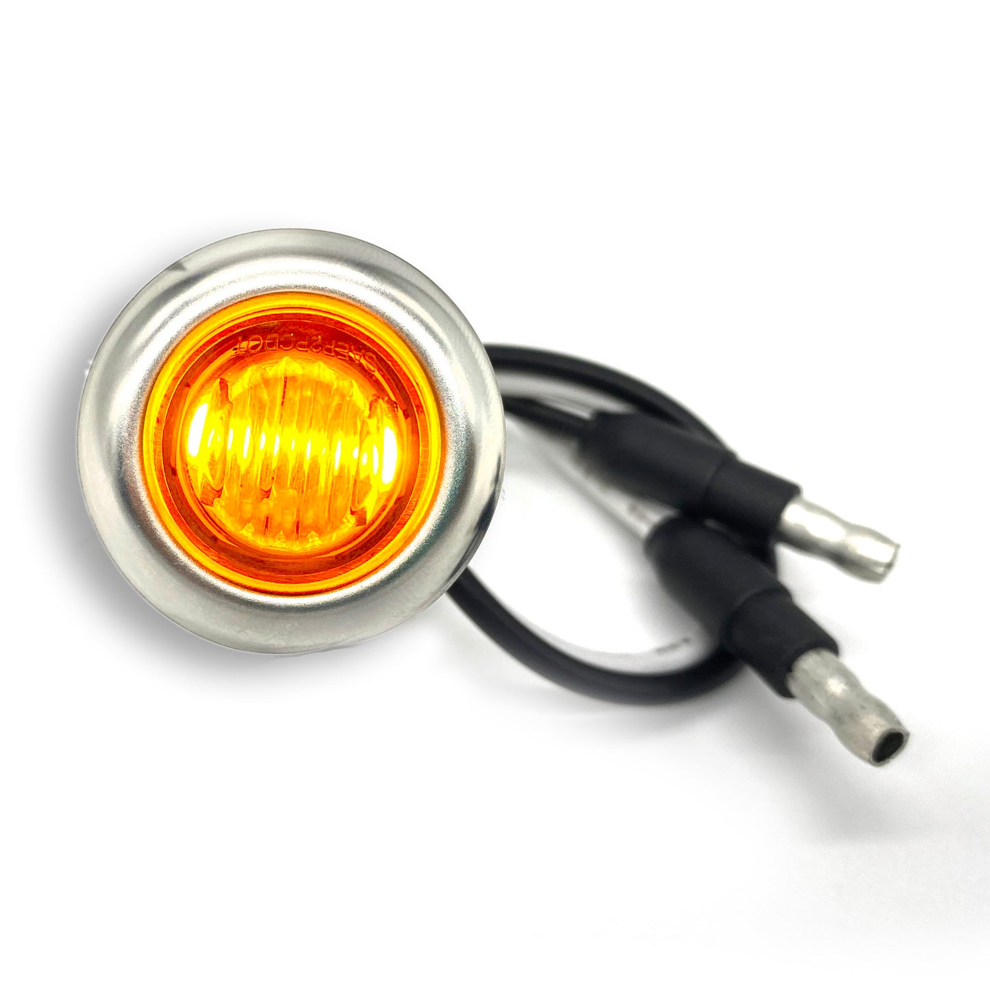 1-Inch Super Bright Mini Marker Light Amber LED Clear Lens w/Rubber Grommet and Stainless Steel Flange