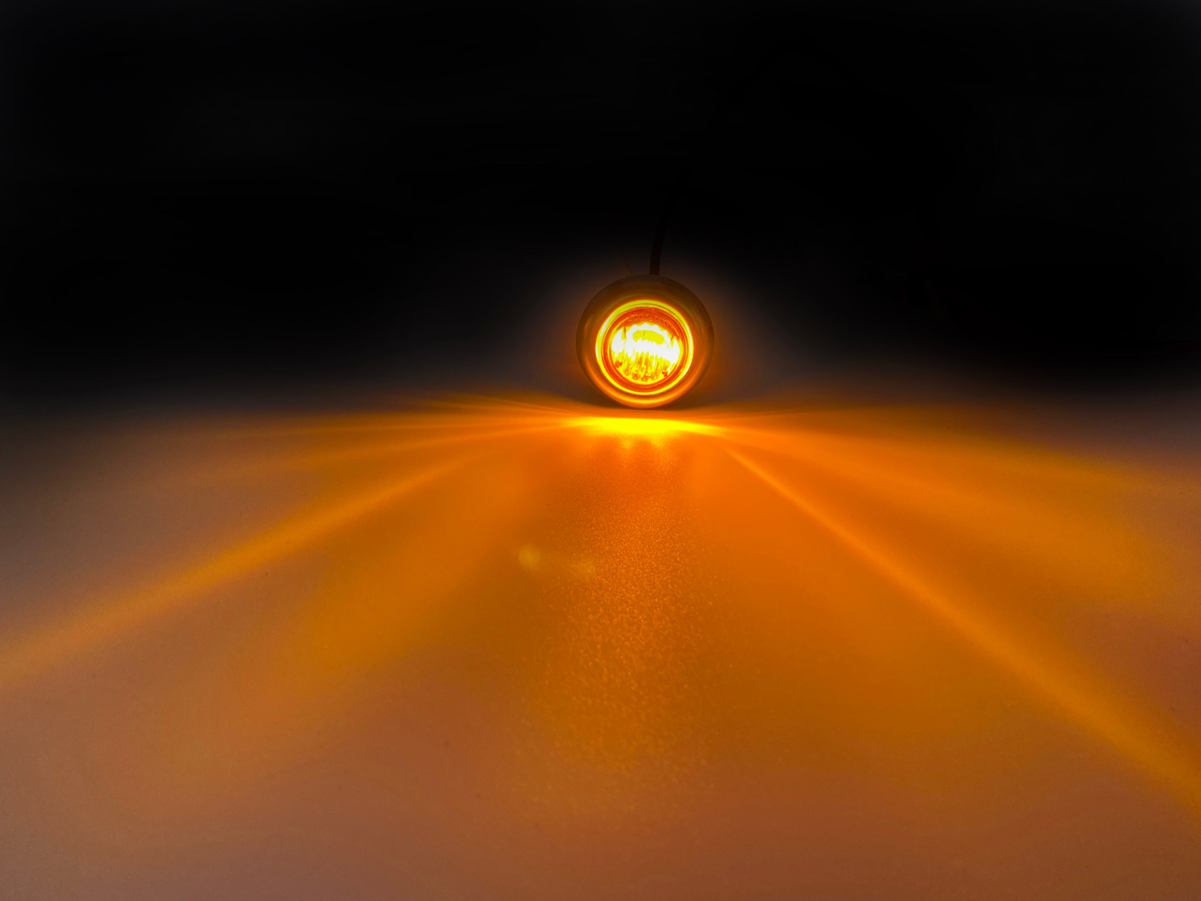 1-Inch Super Bright Mini Marker Light Amber LED Amber Lens w/Rubber Gr ...