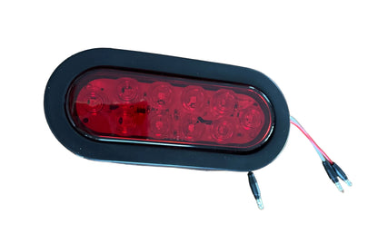 6" Oval Brake Light With 10 LED Red Lens and Rubber Grommet