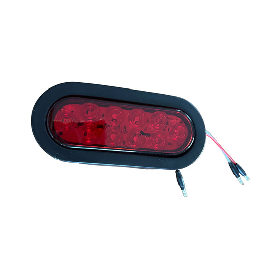 6" Oval Brake Light With 10 LED Red Lens and Rubber Grommet