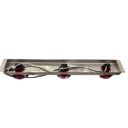 3-Light Chrome Bracket With 2 1/2" Round Red LED Lights