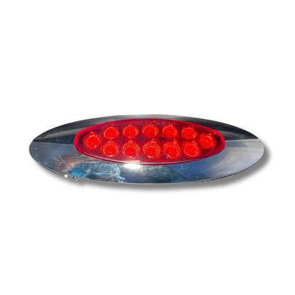 Oval 12 LED Marker Light With Chrome Bezel - Red LEDs / Red Lens