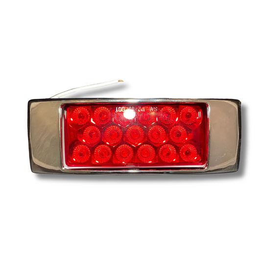 Marker Light 2x6 Rectangular 17 LED Red/Red w/Chrome Bezel