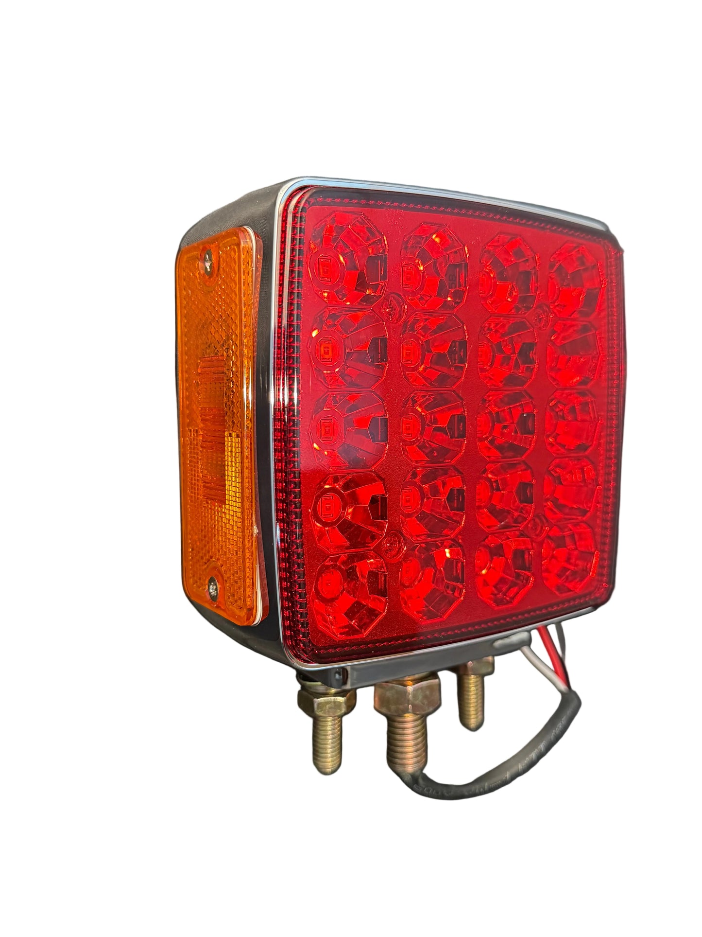 Square Double-Sided Left-Side Amber/Red Marker Light With Side Reflector