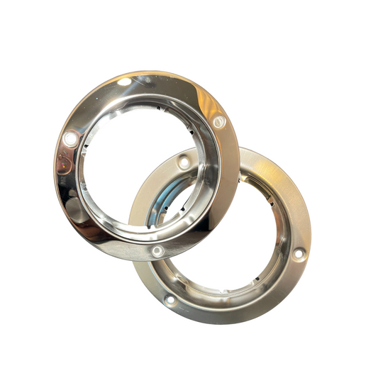 MOUNTING FLANGE 4" ROUND STAINLESS STEEL 2PC W/BEAUTY RING