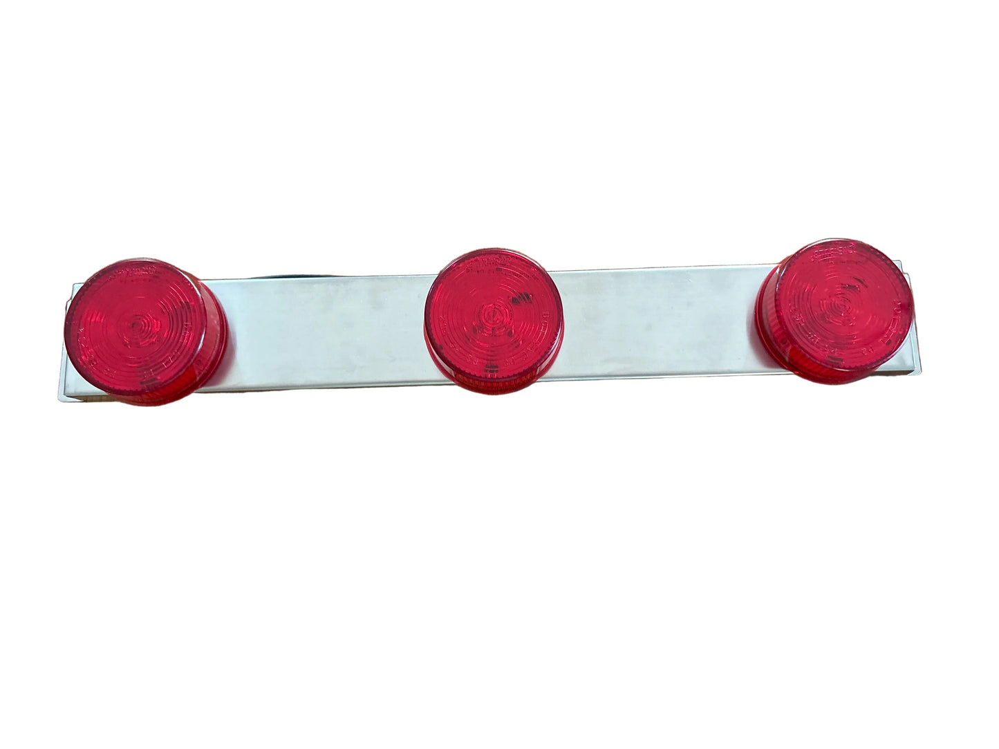3-Light Chrome Bracket With 2 1/2" Round Red LED Lights