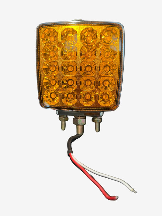 Square Double-Sided Right-Side Amber/Red Marker Light with Side Reflector