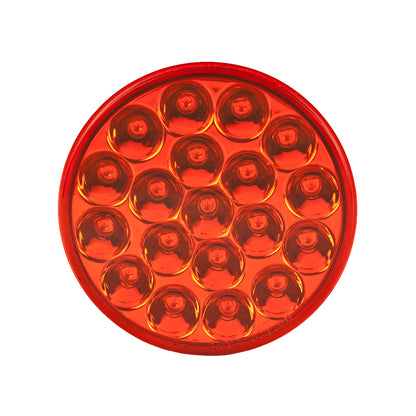 4" Round Chrome Reflective Brake Light - Red LED / Red Lens W stainless steel bezel included