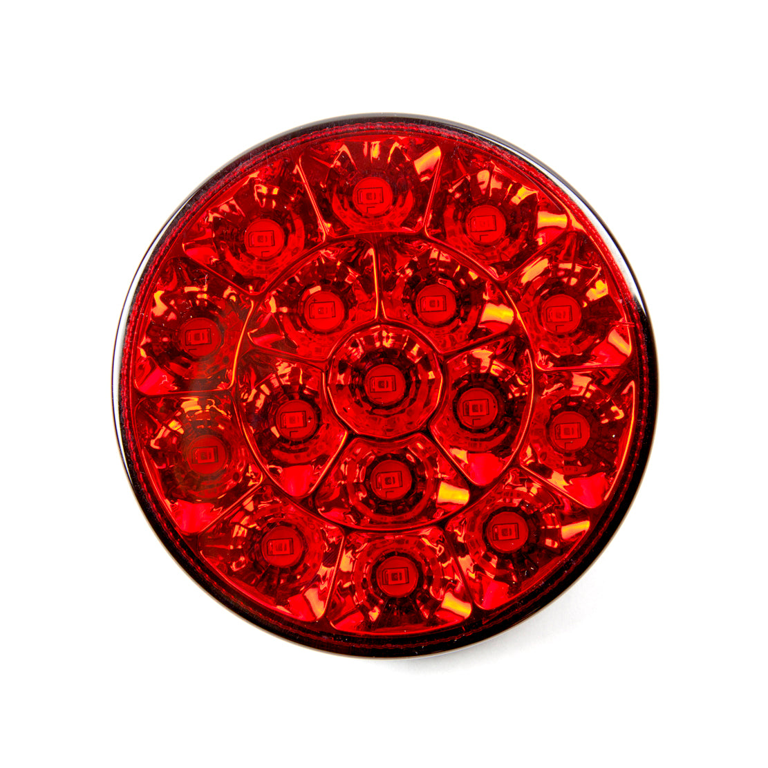 LED Brake Light Kit - 4-Inch Round / 16 Red LEDs / Red Lens with Chrome Reflector & Rubber Grommet