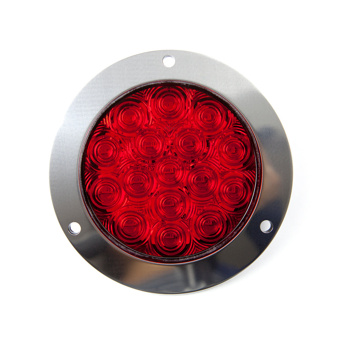 LED Brake Light - 4-Inch Round / 16 Red LEDs / Red Lens with Stainless Steel Flange