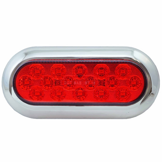 Surface Mount 16 LED Red Turn Signal Light with Chrome Bezel