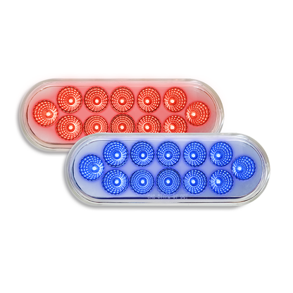 Brake Light 6" Oval 12 LED Dual Color Red to Blue