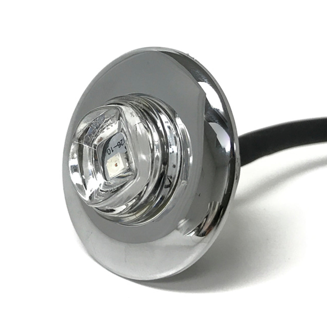 1-Inch Mini Marker / Clearance Amber LED Light Clear Lens with Chrome Cover and Rubber Grommet