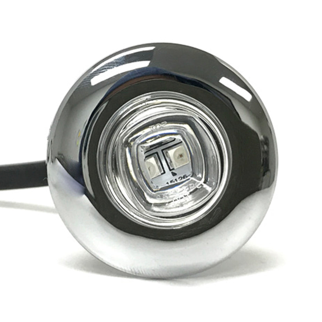 1-Inch Mini Marker / Clearance Amber LED Light Clear Lens with Chrome Cover and Rubber Grommet