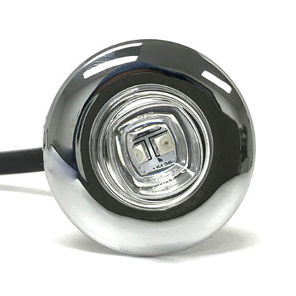 1-Inch Mini Marker / Clearance Amber LED Light Clear Lens with Chrome Cover and Rubber Grommet