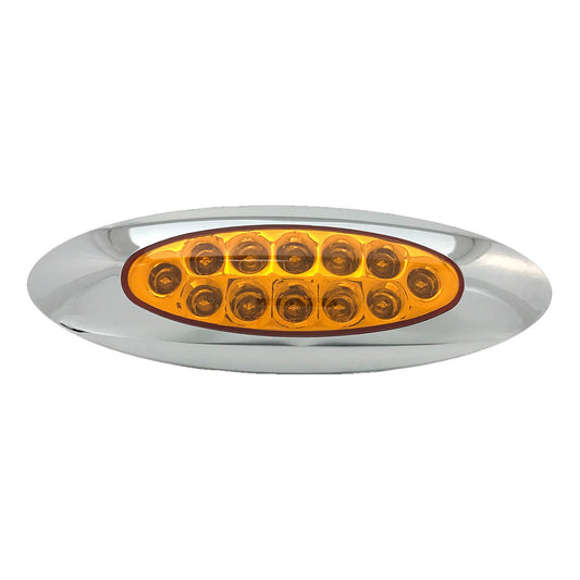 Oval 12 LED Marker Light with Chrome Bezel - Amber LEDs / Amber Lens