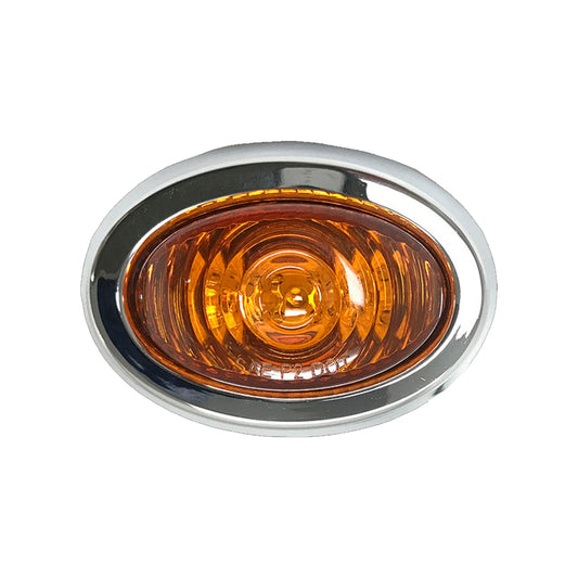 Oval Mini LED Marker Light - Amber LEDs / Amber Lens with Bezel
