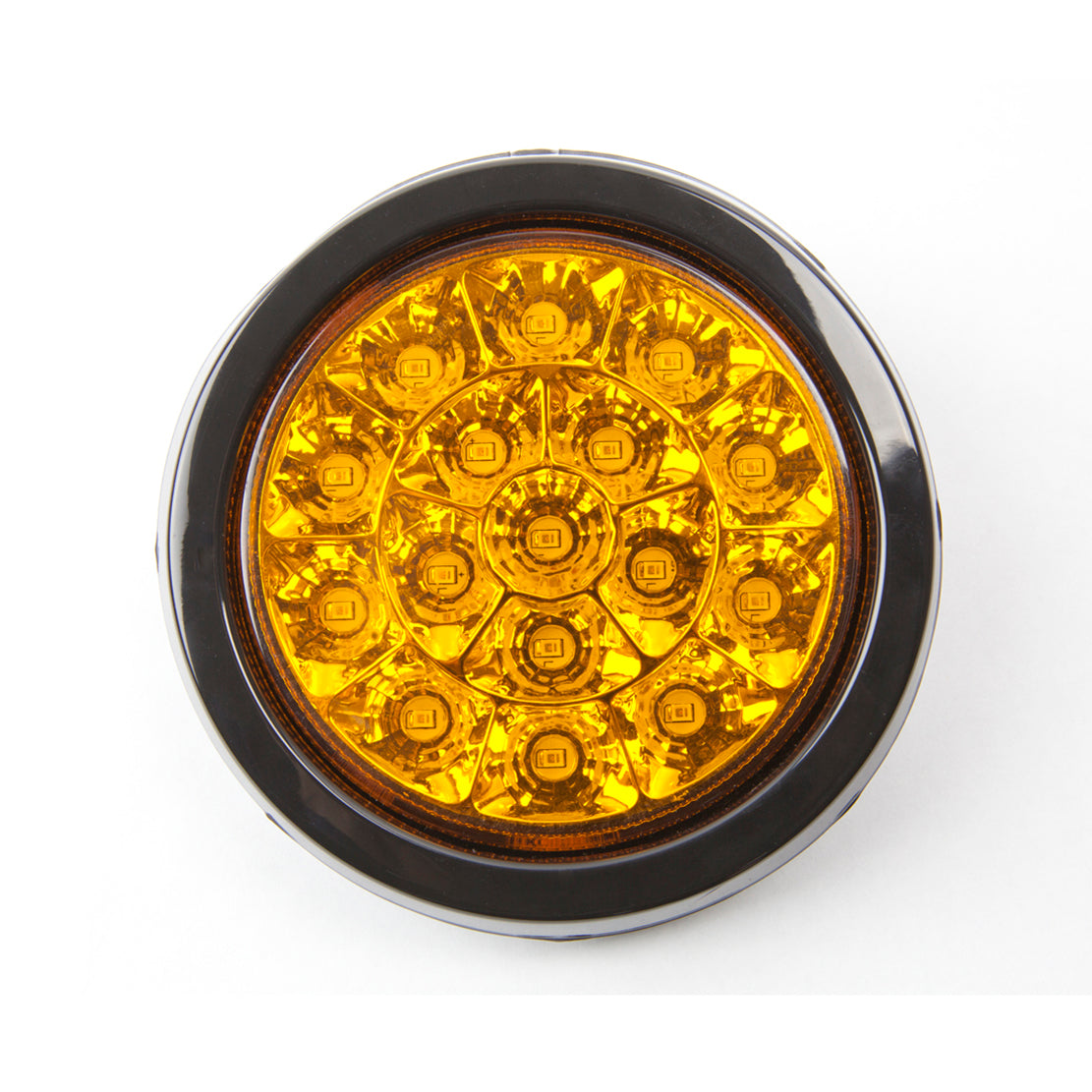 4-Inch Round Turn Signal Light - Amber LEDs / Amber Lens with Chrome Housing and Rubber Grommet