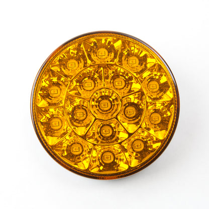 4-Inch Round Turn Signal Light - Amber LEDs / Amber Lens with Chrome Housing and Rubber Grommet