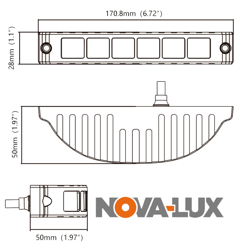 180-Degree Strobe Light Half Moon with 6 Amber LEDs